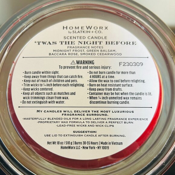 HomeWorx by Slatkin Twas the Night Before 4-Wick 18oz Candle NEW - Picture 4 of 4